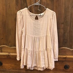American Eagle Tiered Baby Doll Top Blush/Tan Color Women’s Extra Small